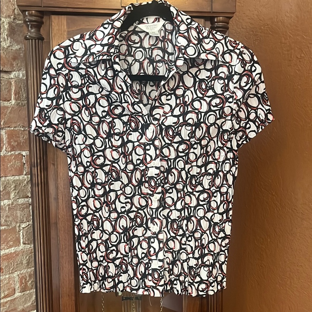Christopher & Banks Black and White Casual Button Down Shirt